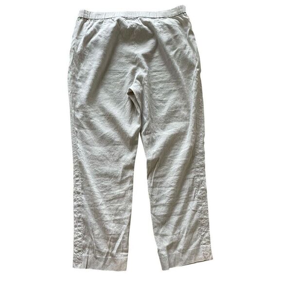 Theory Linen Ankle Crop Pull On Pants Women’s Size 8 M Khaki Beige Flat Front - Picture 3 of 4